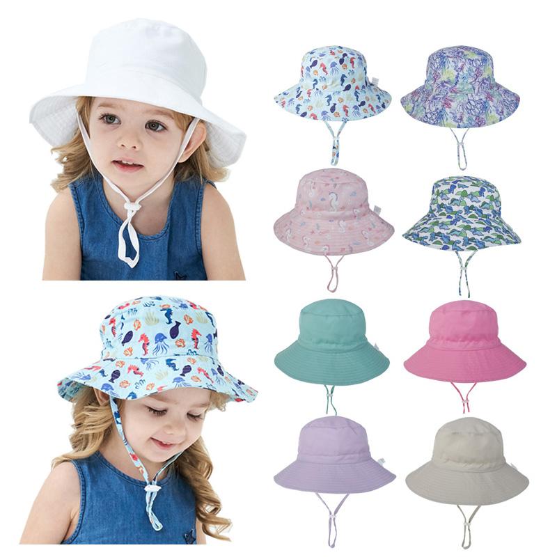 Summer Baby Hat For Girls Boys Kids Bucket Hat Spring Autumn Travel Beach Hat Baby Cap Sun Hats With Windproof Rope 16 cEGXX