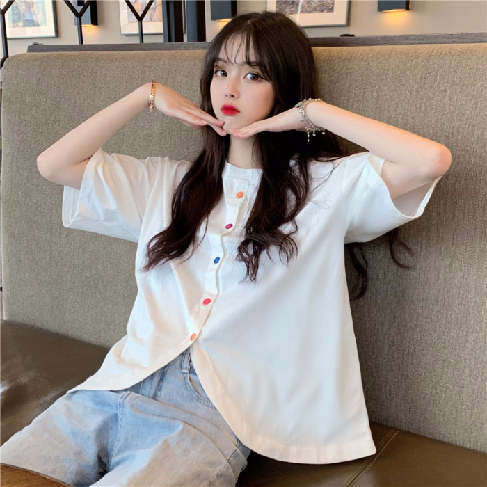 

Women's Clothing Korea preppy Solid ulzzang top harajuku Fashion brand loose white black Tees O-neck long Sleeve summer T-Shirts