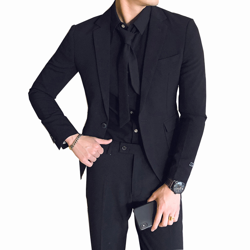 

Formal Business Men Suits 3 Piece set 2020 New Design Groom Tuxedos Men Prom Slim Fit Mens Wedding Party Suit(Jacket+shirt+pant, Black