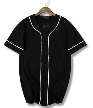 

New 2019 Hip hop black and white line quick-drying T-shirt baseball uniform short-sleeved jersey good quality