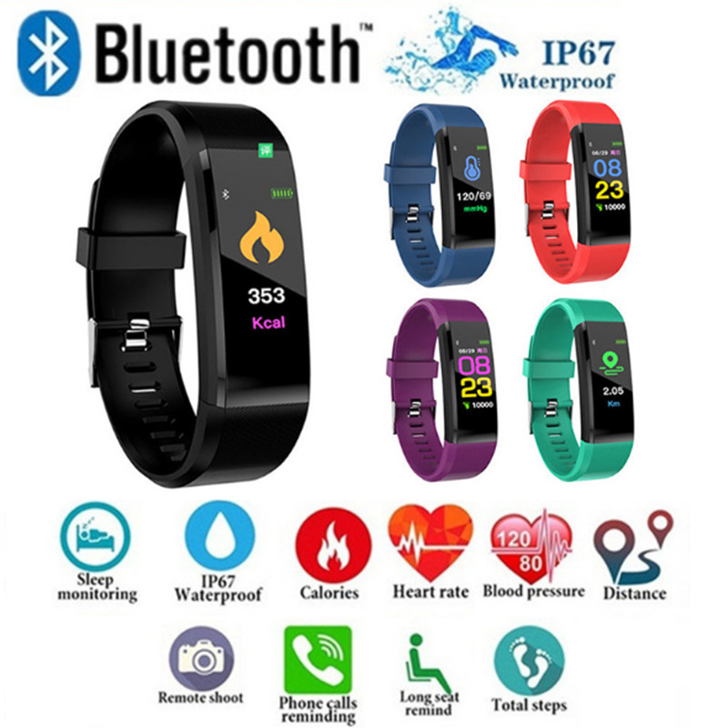 ID115 PLUS Pulseira Smart Pulseira Smart Tracker Smart Watch Frequência Heart Frequência para Android com Caixa