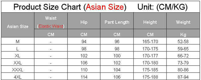 Height Pant Length Chart