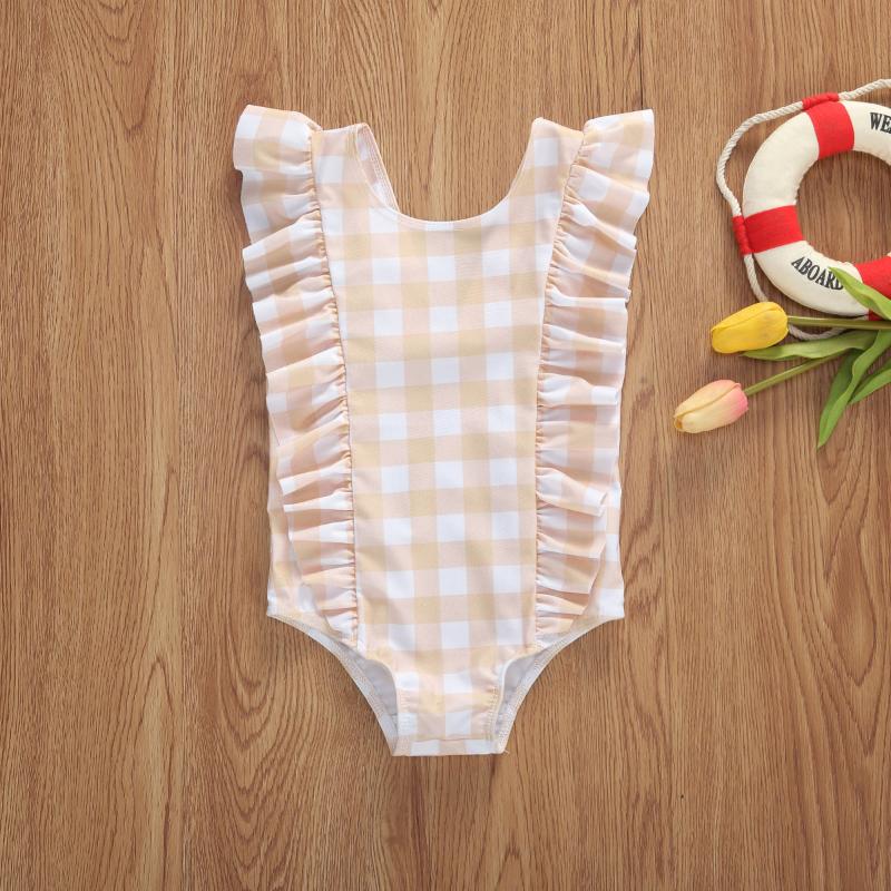 

2020 Baby Girl Bikini Swimwear One piece Strappy Ruffled Swimming Swimsuit Costume Bathing Suit