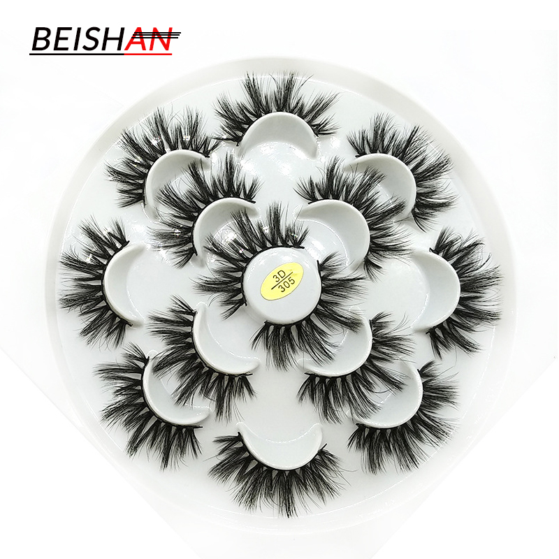 

7pairs Soft Faux Mink Lashes Natural Long Crisscross Wispy False Eyelashes Volume Fake Lashes Makeup Extension False Eyelashes