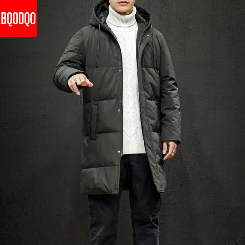 

Casual Winter Down Jacket Men Warm -15 Degree Thick Hooded Jackets Mens Japan Hip Hop Fit &gt;300g White Duck Down Coat, Black