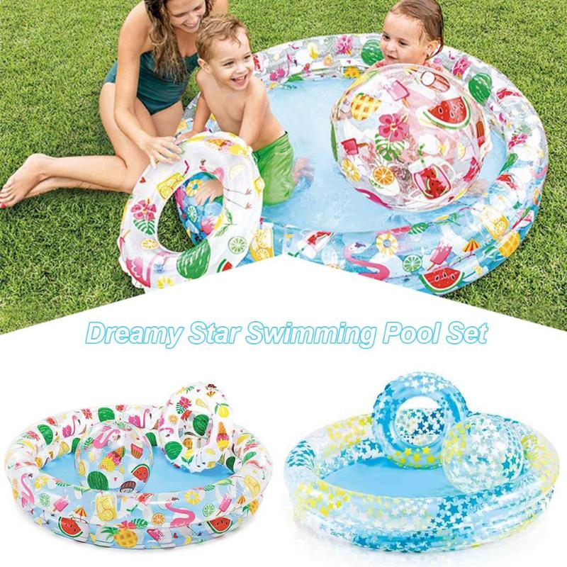 

Dreamy Star Swimming Pool For Chidren 3PCS/Set Inflatable Swimming Pool Edualtional Inflatable Family Paddling Home Play