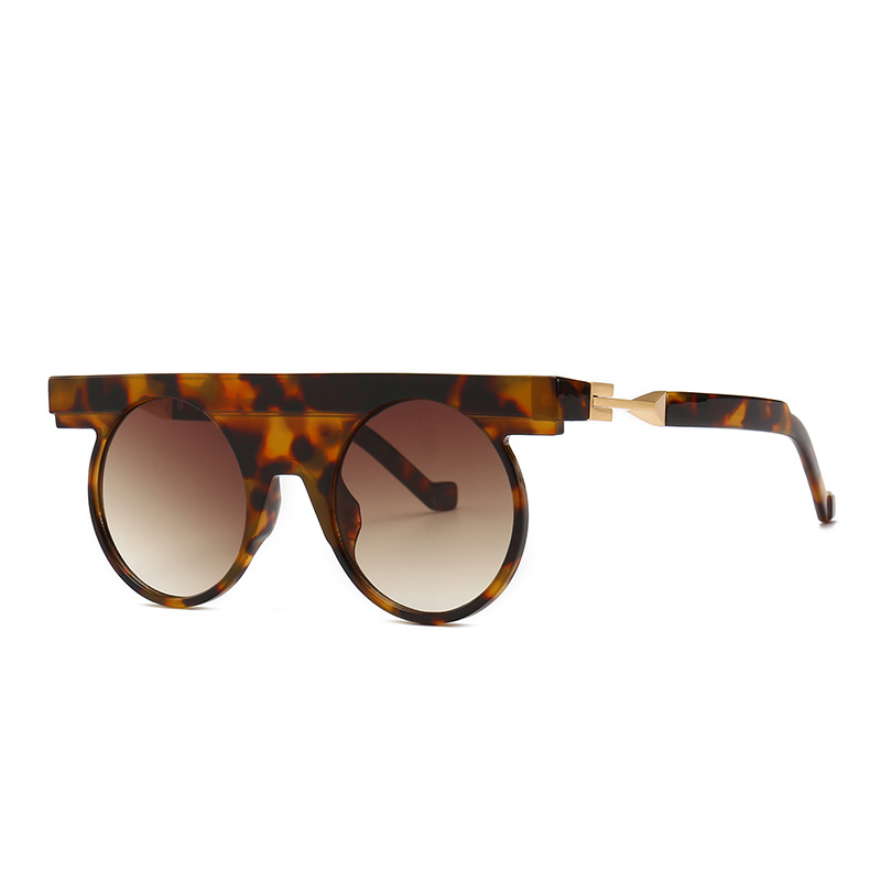 

new modern flat top designer sunglasses for men and women round frame fashion glasses stylish street shades oculos de sol, White;black