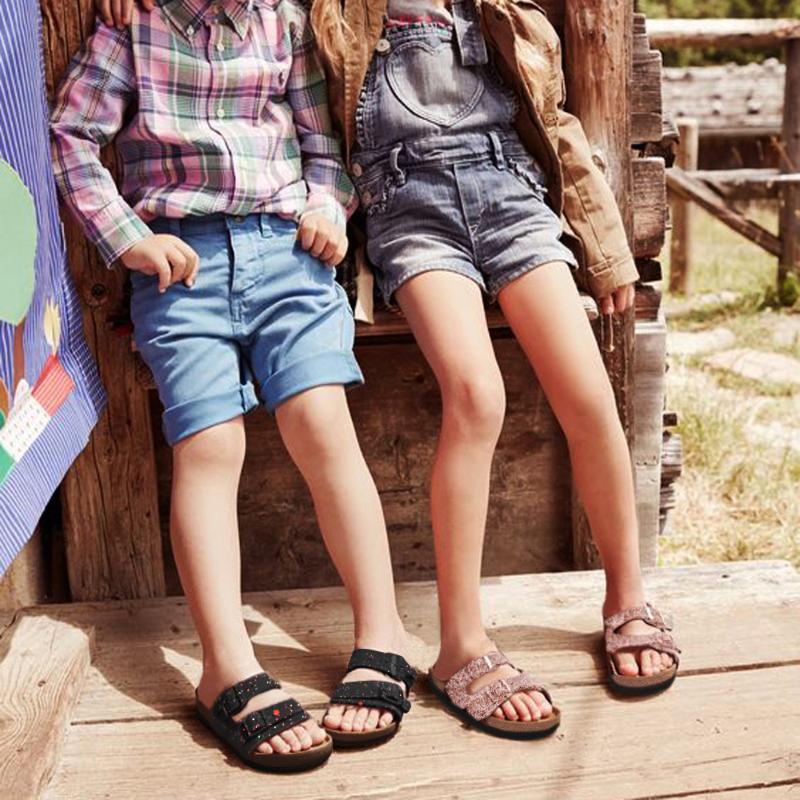

Kids Slippers Fashion Comfortable Leopard Print Girls Flip Flops Bling Sequins Cork Slippers For Children D30, Black