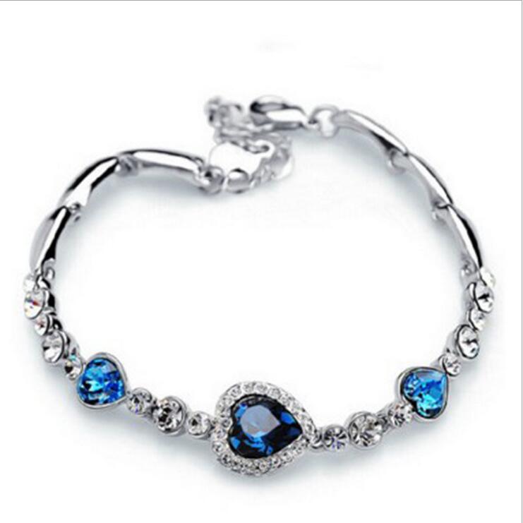 Bracelets Argent Manchette Charme Bracelet Cristal Coeur Bracelet Bracelets Pour Fille Parti Cadeau Mode Bijoux En Gros Livraison Gratuite 0284WH