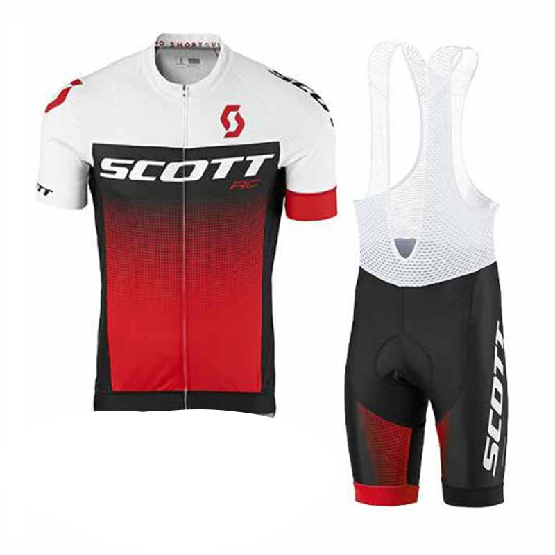 

SCOTT team Cycling long Sleeves jersey bib pants sets mens summer quick-dry Clothing 31885, Black;red