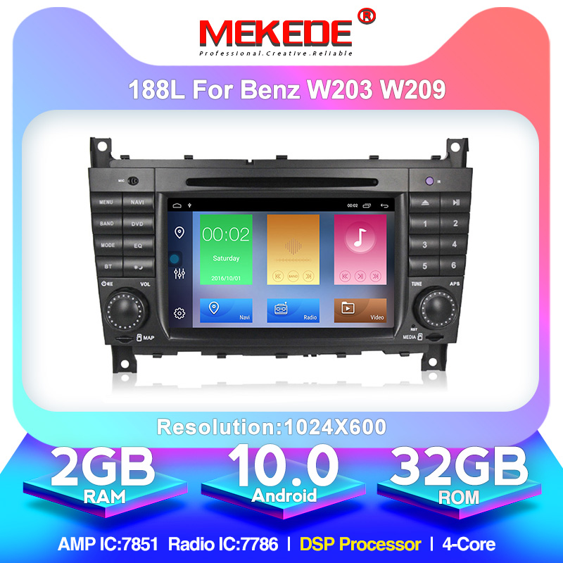 

DSP Processor 4core 2GRAM 32GROM Android 10 Car GPS Navigation DVD Player For C Class W203 CLK W209 with RDS Wheel control