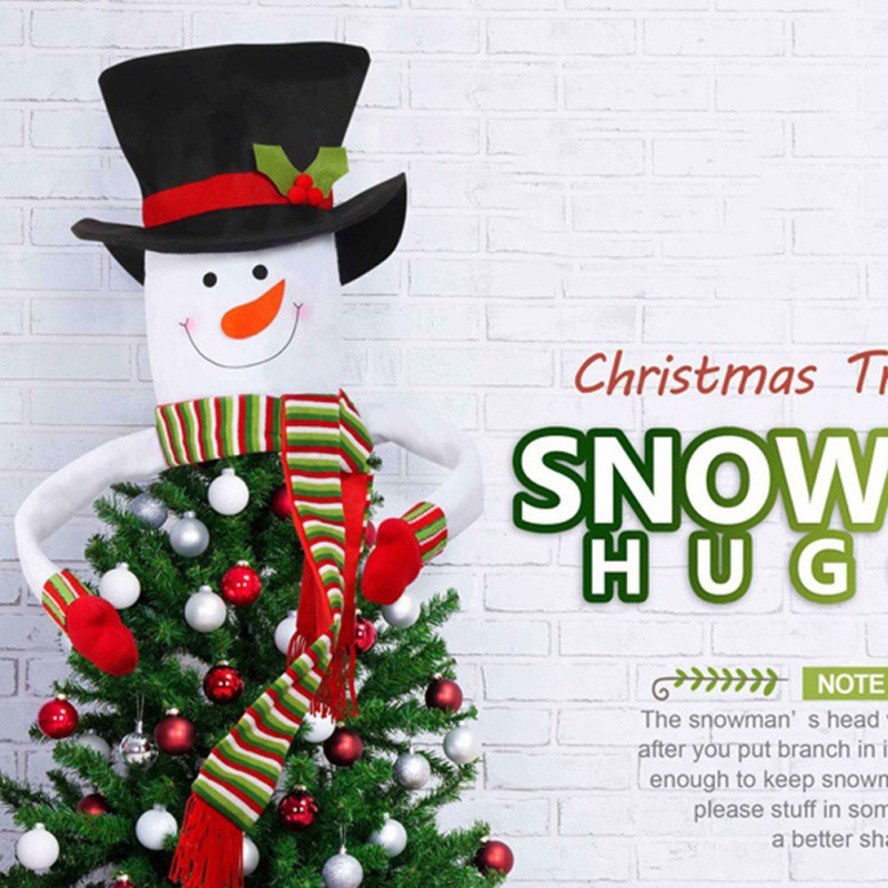 

Christmas Tree Topper Snowman Xmas Holiday Large Top Hat Snowman White Winter Wonderland Party Christmas Decoration