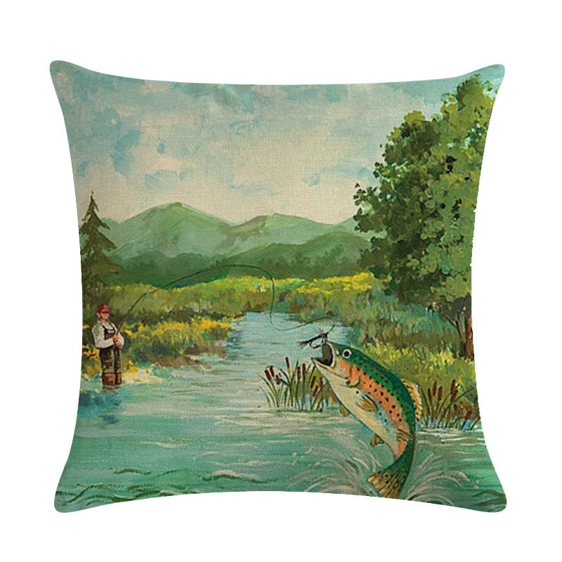 

Marine tropical turbot cushion cover catfish crucian throw pillow cover linen car chair sofa fashion home decoration 45x45cm, 11