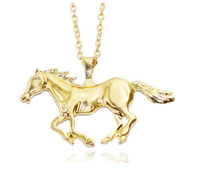 

New Fashion Horse Pendant Necklace Silver Gold Plating Chain Choker Christmas Jewelry Lovely Gift For Women Ladies Accessories Gift