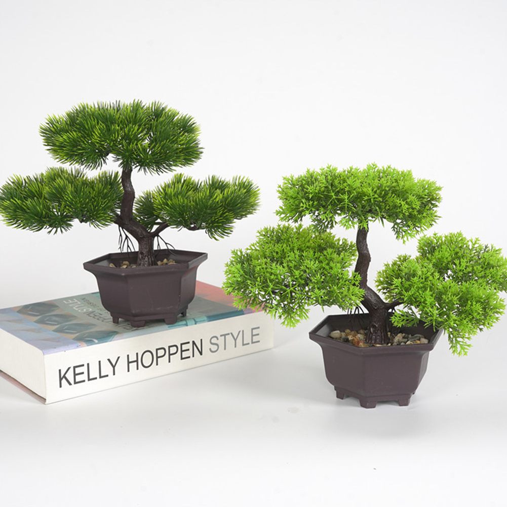 

New Welcoming Pine Bonsai Simulation Decorative flowers and Wreaths Artificial Flowers Fake Green Pot Plants Home Decor, A2