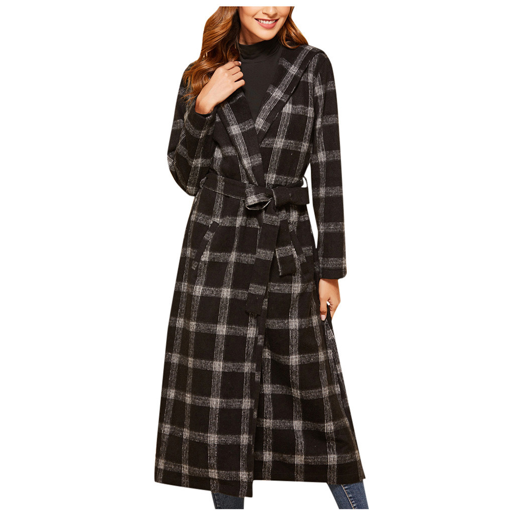 

Spring Autumn Women' Coat New Fashion Long Cardigan Coat Slim Type Female Autumn Winter Outerwear Coats manteau femme 2019, Black