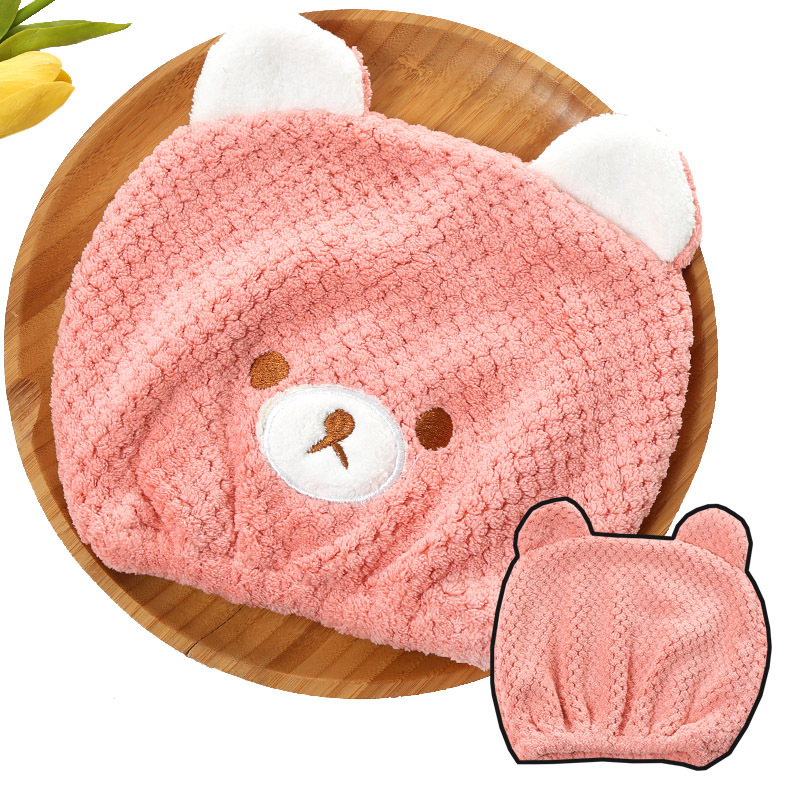 

Cartoon Baby Shower Cap Magic Quick Dry Hair Coral Fleece Towel Cute Bear Drying Turban Wrap Hat Baby Kid Bathing Dry Hair Caps VT1711