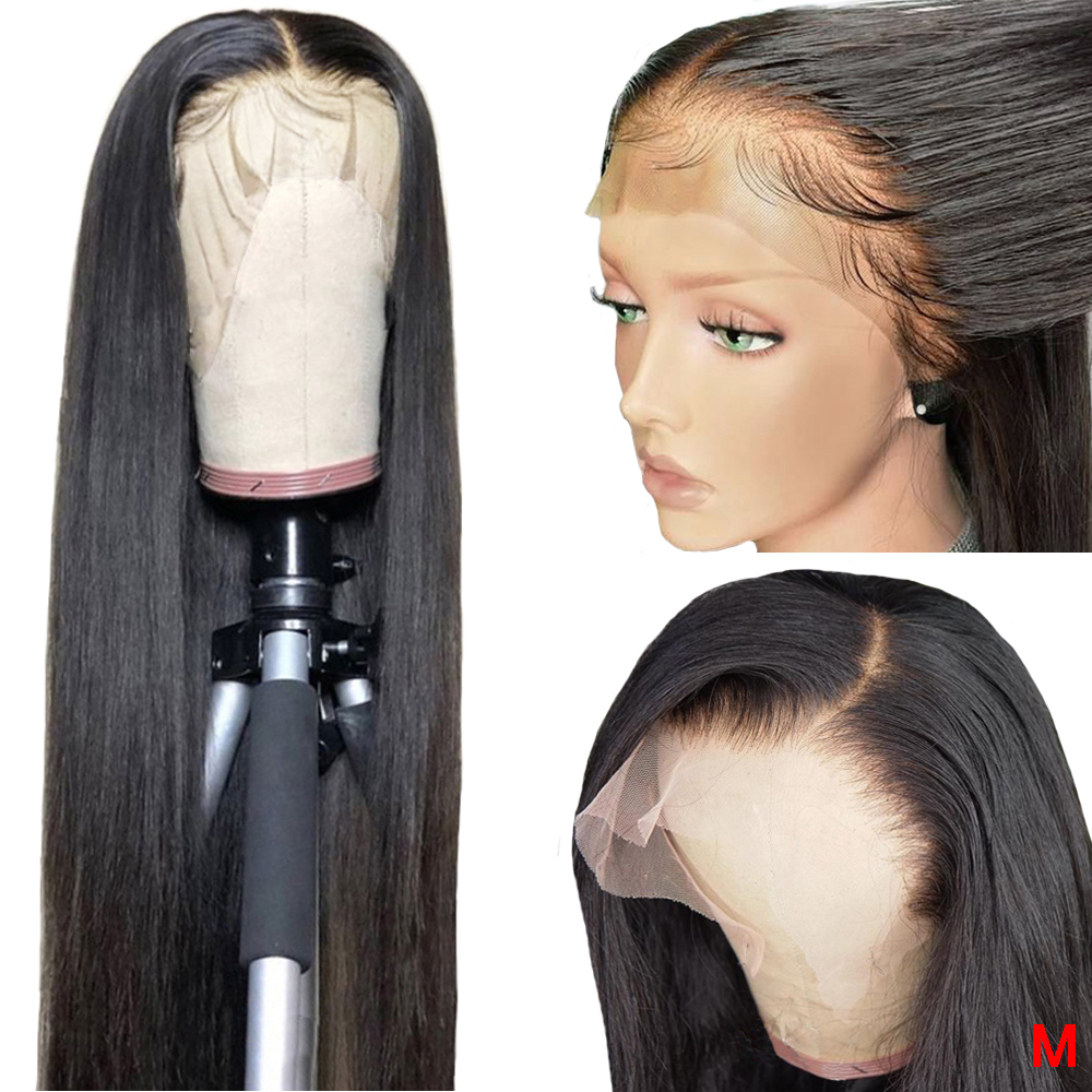

13x6 13x4 Lace Front Human Hair Wigs HD Transparent Lace Pre Plucked With Baby Hair Peruvian Straight Remy 360 Lace Frontal Wig, Natural color