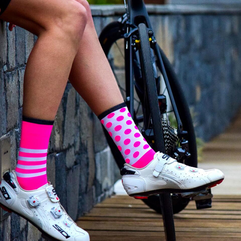 

New Cycling Socks Professional Sport Road Bicycle Socks Outdoor Bike, Tiao pink blue
