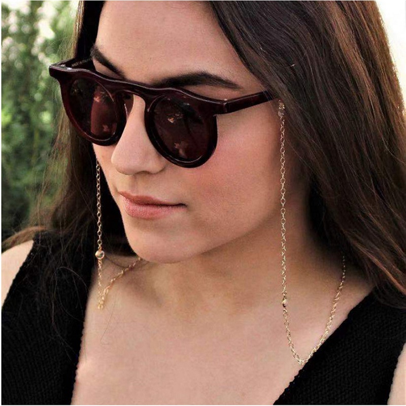 

Eyeglasses Chain Round Crystal Charm Gold Silver Color Plated Silicone Loops Sunglass Holder Eyewear Retainer for Women Necklace Layered Bracelet
