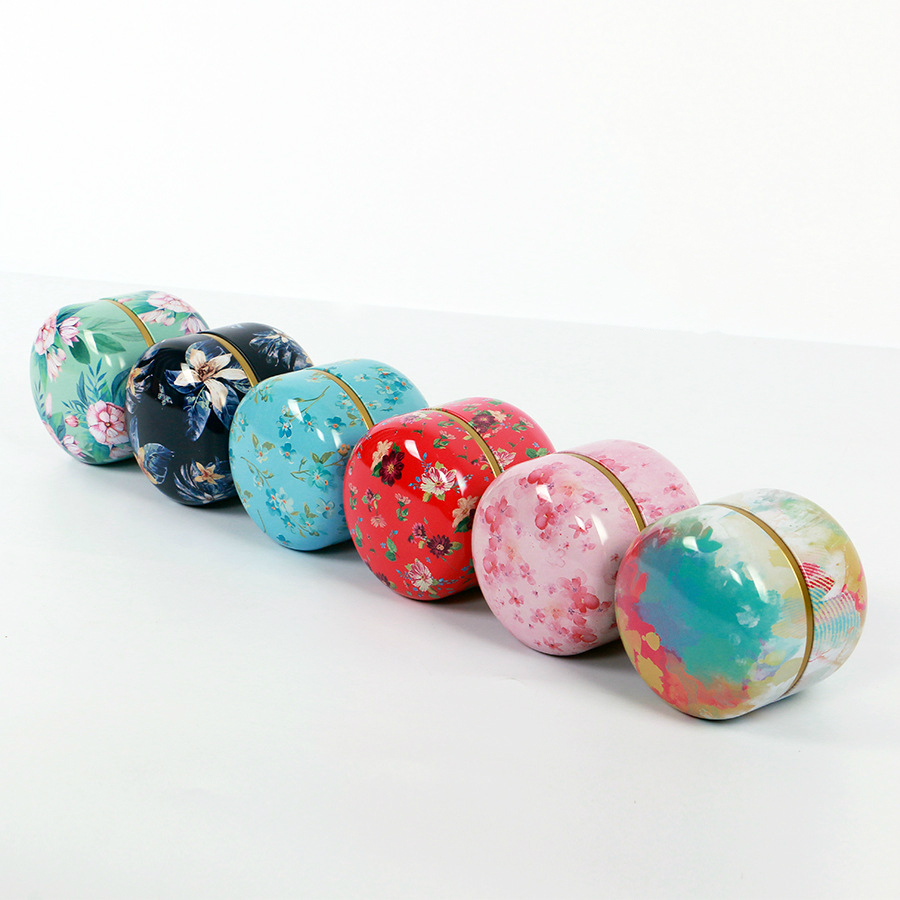 

Tea Caddy Tinplate Portable Packing Box with Sealing Lid Round Metal Tin Can Candle Jar Food Candy Tablet Earrings Small Storage Jar