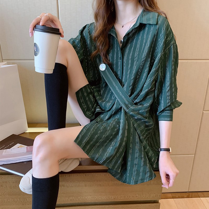 

2020 New Striped Long Sleeve Women Tops Blouses 2020 Spring Button Up Shirts Ladies Tops Blusas Elegant Streetwear, Black