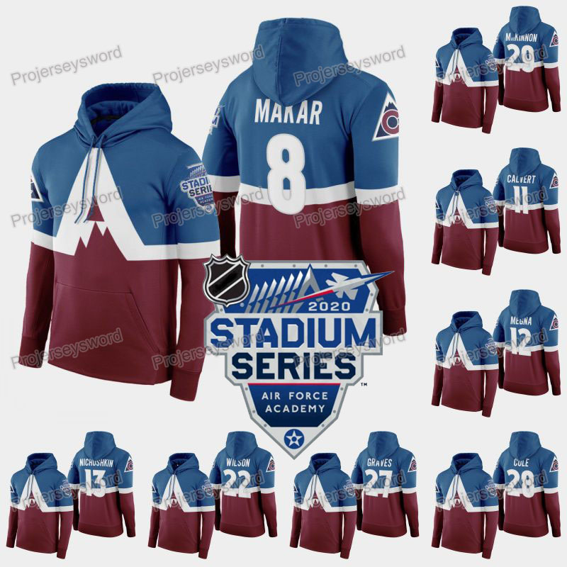 

Colorado Avalanche 2020 Stadium Series Hoodie Cale Makar Matt Calvert Jayson Megna Tyson Jost Colin Wilson Nathan MacKinnon Philipp Grubauer, Black;red