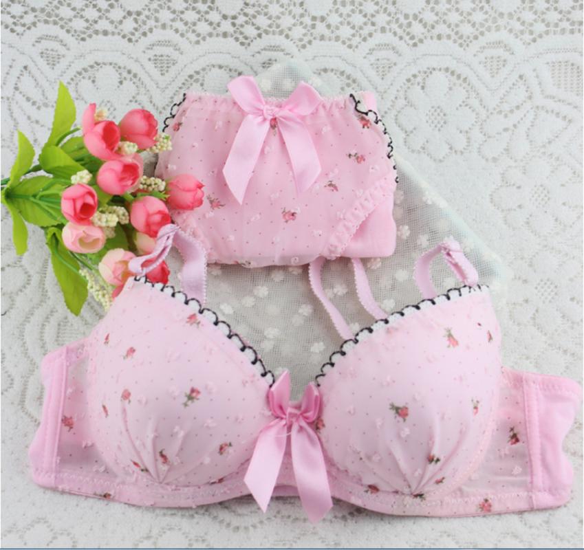 

Hot Sale Women Small Floral Underwire Bra Set Lace Push-up Bra + Knicker Underwear Lingerie 32-36B, Beige