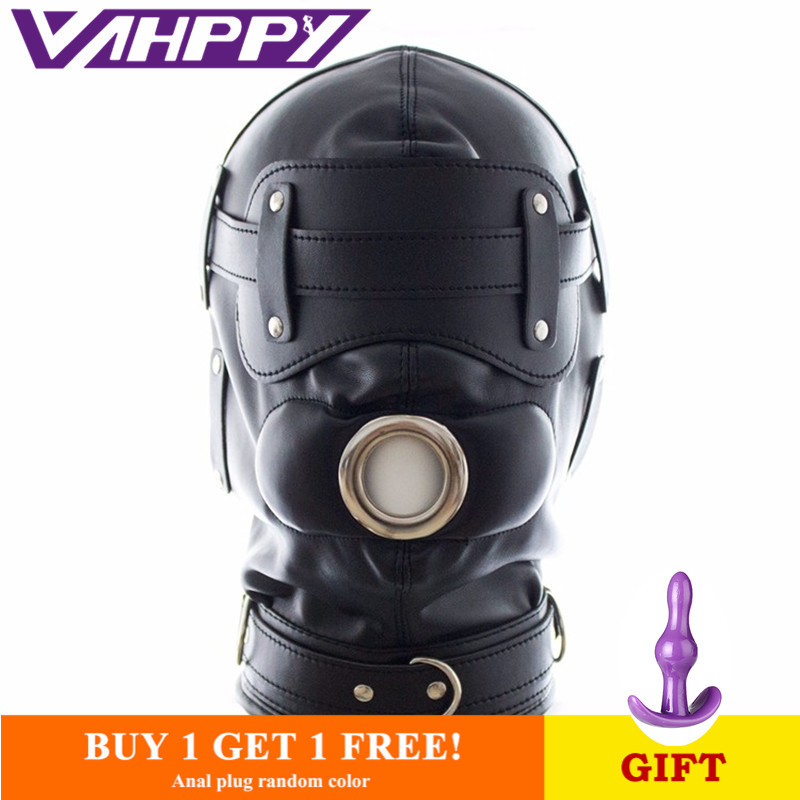 Sex Mask Adult Games Sex Products Soft Sexy Fetish PU Leather Restraints Headgear Hood Mask Slave Gay sex toys bdsm bondage Y200411