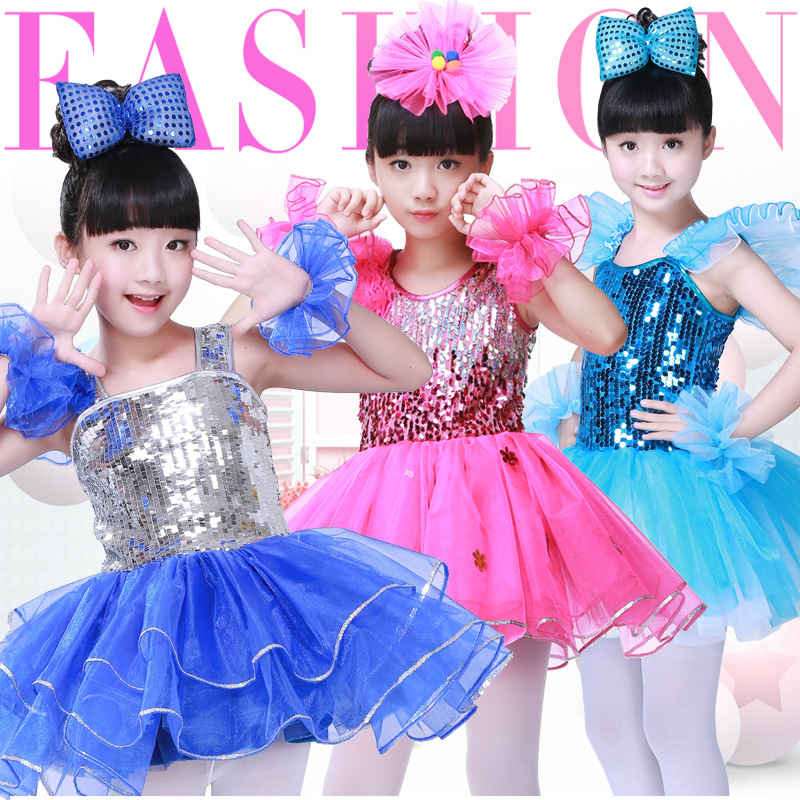 

Girls Ballet New Dance Costume Children Chorus Costumes Fluffy Shawl Sequins Cheerleading Boy Modern Dance Performance