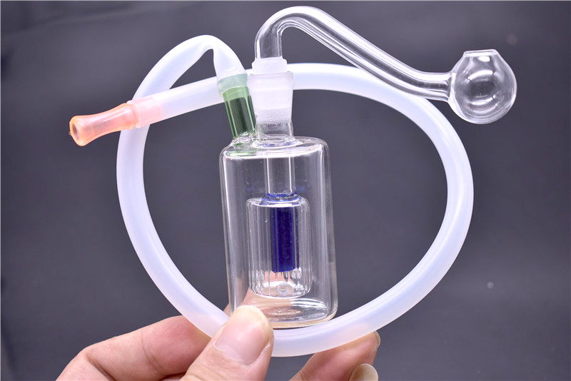 

2pcs Glass Oil Burner Bong with Recycler Oil Burner Water Pipe Dab Rig Bongs Hand Bong Water Pipes with 10mm oil burner pipe and hose