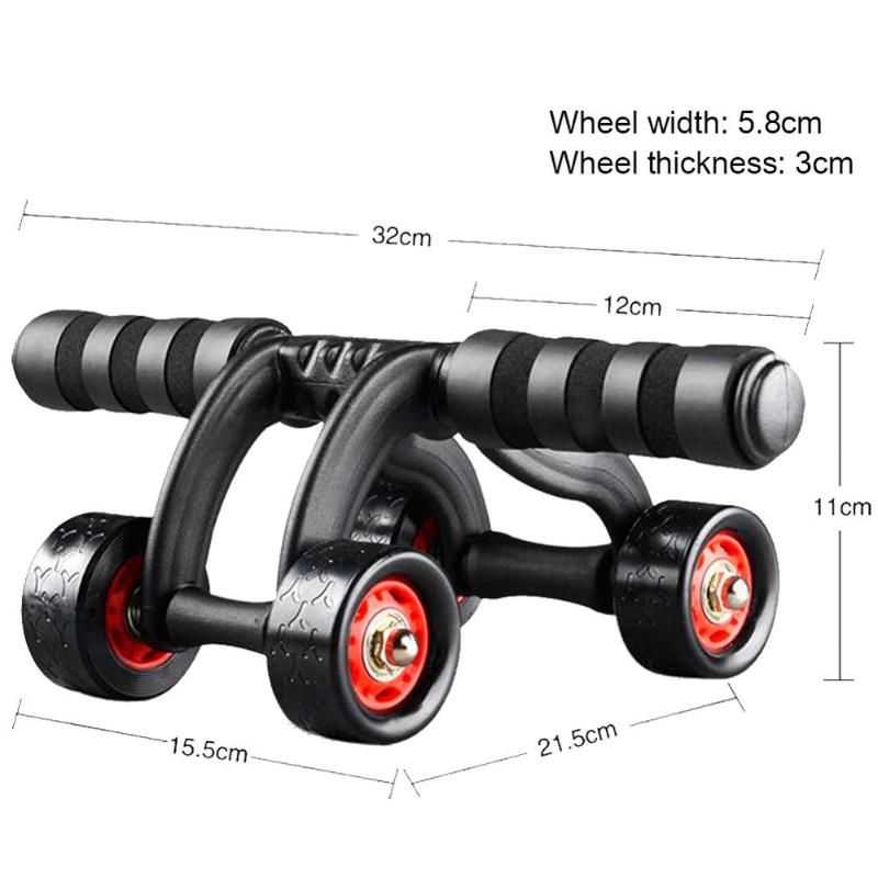 

No Noise Muscle Exercise Equipment Home Fitness Four Wheels Abdominal Wheel Power Wheel Ab Roller Gym Roller Trainer Training, As pic