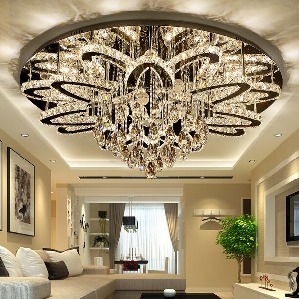

LED Modern Crystal Stainless Steel Round Dimmable Chandelier Lighting Lamparas De Techo For Foyer MYY