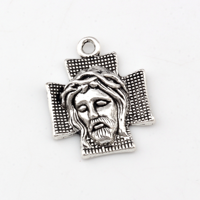 

100pcs Antique Silver Alloy Cross Jesus Christ Charm Pendants Charm Pendant For Jewelry Making Necklace DIY Accessories 22x28mm A-491