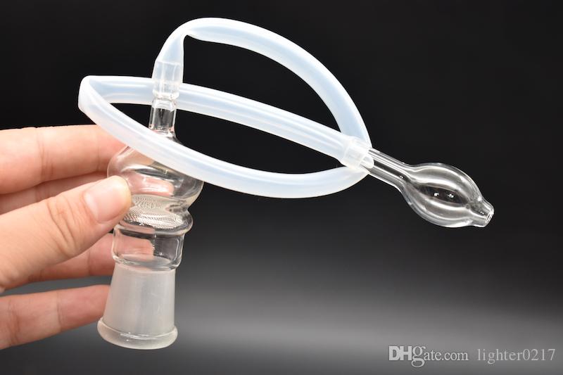 

Glass 18mm female Vaporizer Whip Adapter with screen and hose Extreme Q V-Tower Vaporizer Glass Elbow Adapter for water bongs pipe