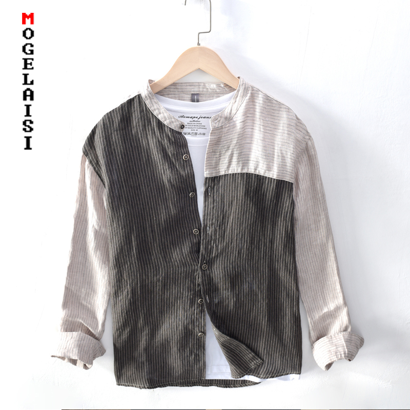 

2020 Spring Fashion Shirt men small Striped long sleeve tops high quality Breathable shirts TB619, Gray