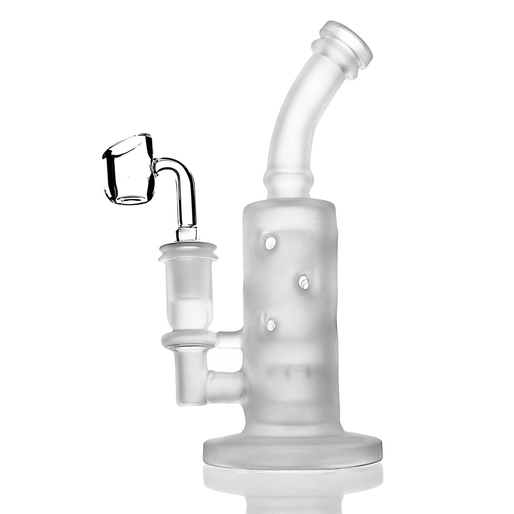 

Frosted Glass Water Bongs Recycler Dab Rigs with Holes Percolater Dab Rig with Banger Glass Bong Water Pipe 14MM Glass Banger