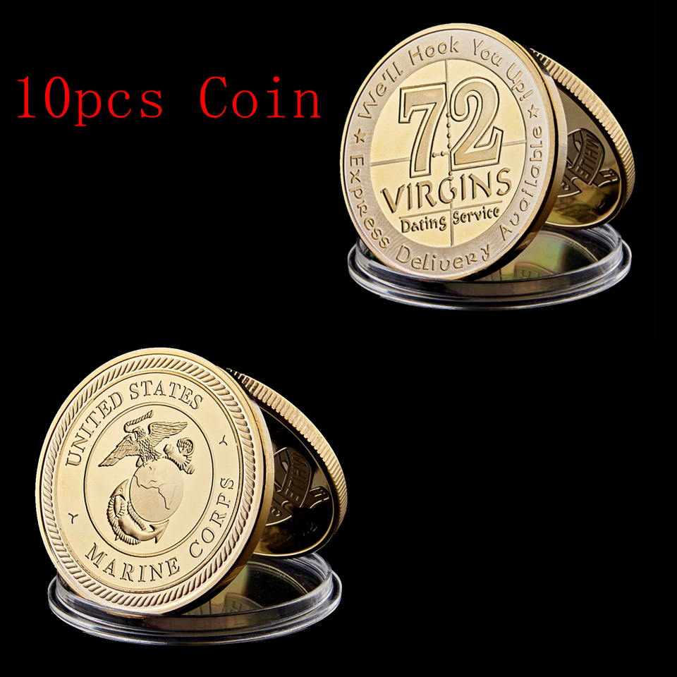 10pcs SMC Challenge Coin Craft United States Marine Corps 72 Virgin Morale Coin Dating Service Gold Plated Badge-image-529375103