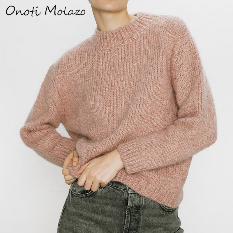 

Onoti Molazo Casual Knitted Sweater Pullovers Women Winter Elegant Ladies Pullovers Sweaters Chic Female 2020 New Fashion, Green