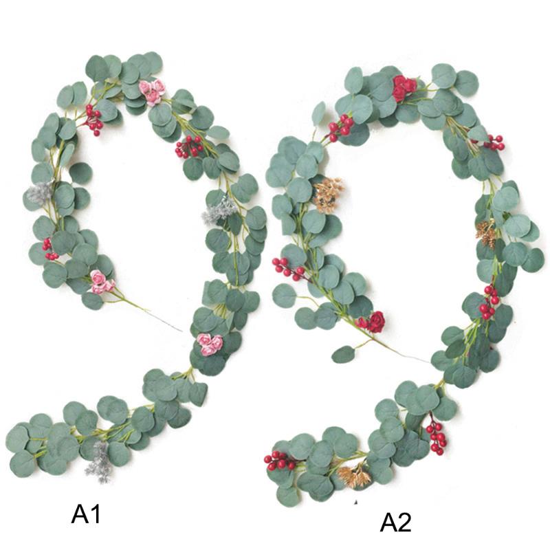 

Artificial Christmas Wreath Handmade Eucalyptus Leaves Rattan Green Plants Wedding DIY Decor Simulation Rattan, Green1