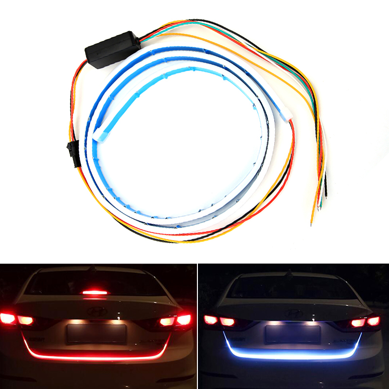 

Car LED Strip Turn Signal Multicolor RGB Rear Trunk Tail Box Light Warning LED Strip Lighting 120cm Car Styling DRL, As pic