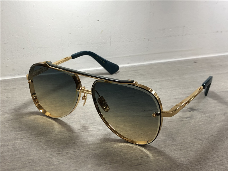 

Wholesale-Luxury- Gold/Black Pilot Sunglasses Grey Blue Shaded Lens Sun Glasses Mens Luxury Designer Sunglasses Shades with box