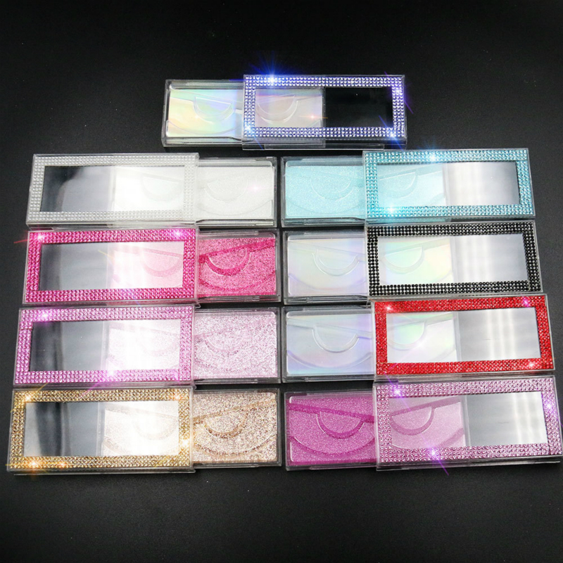 

Wholesale Rectangle Eyelashes Packaging Diamond Glitter False Eyelashes Packaging Box Bling Empty Eyelash Box 3D Lashes Packaging Boxes