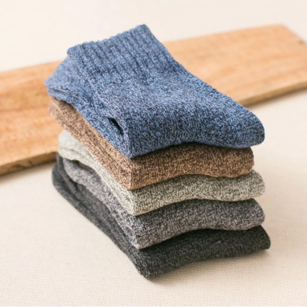 

Hot 5 Pairs Winter Warm Men Wool Cashmere Socks Floor Thick Solid Soft Casual Sports Business Male Socks Harajuku Simple Fashion, Multi