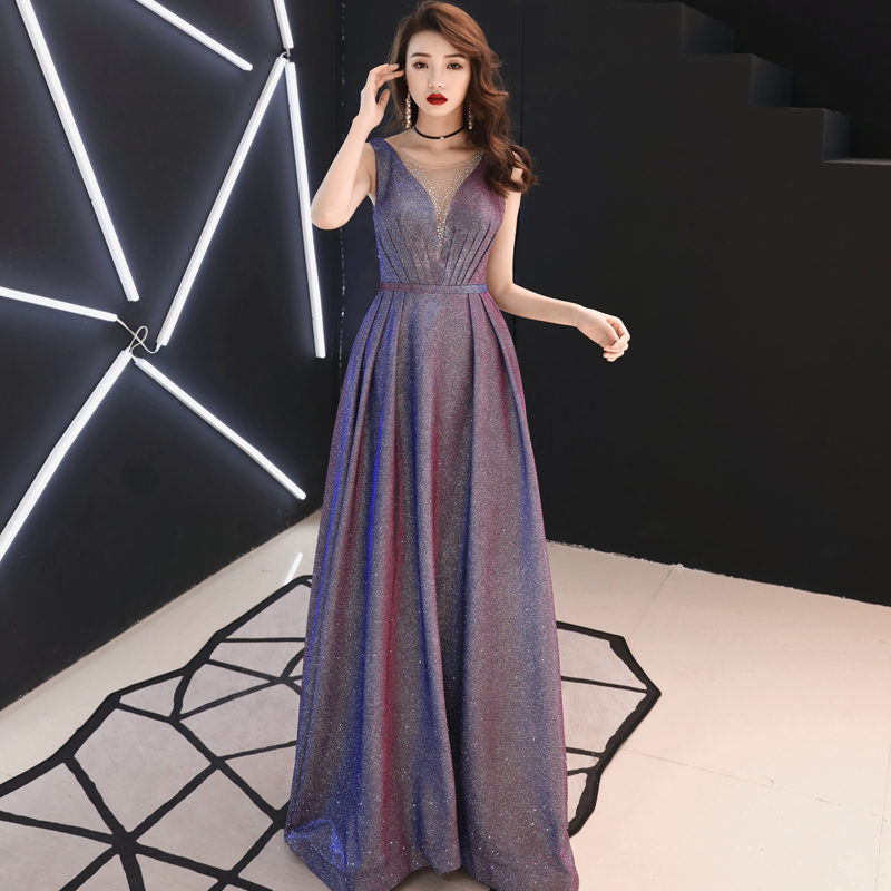

Plus Size 3XL Sexy Sleeveless Evening Party Dress Exquisite Sequins Formal Dress Women Full Length Prom Gown Mesh Vestidos