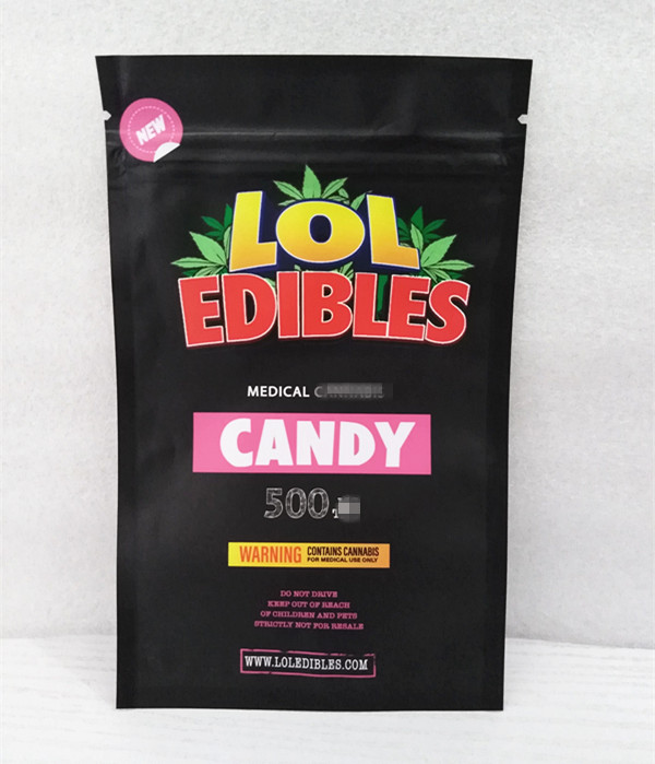 

empty lol edibles hashtag honey candy mylar bag with window medicated candy retail plastic packaging zipper smell proof edibles pouch