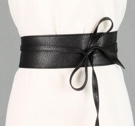 

2019 Women Belt Black Pu Leather Belt Women Soft Leather Wide Ladies Belts For Dresses Self Tie Wrap Wedding Female, As show