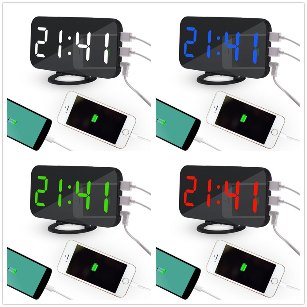 

LED Digital Alarm Clock With USB Port For Phone Charger Touch-Activited Snooze LED Alarm Clock Snooze Digital Bedroom