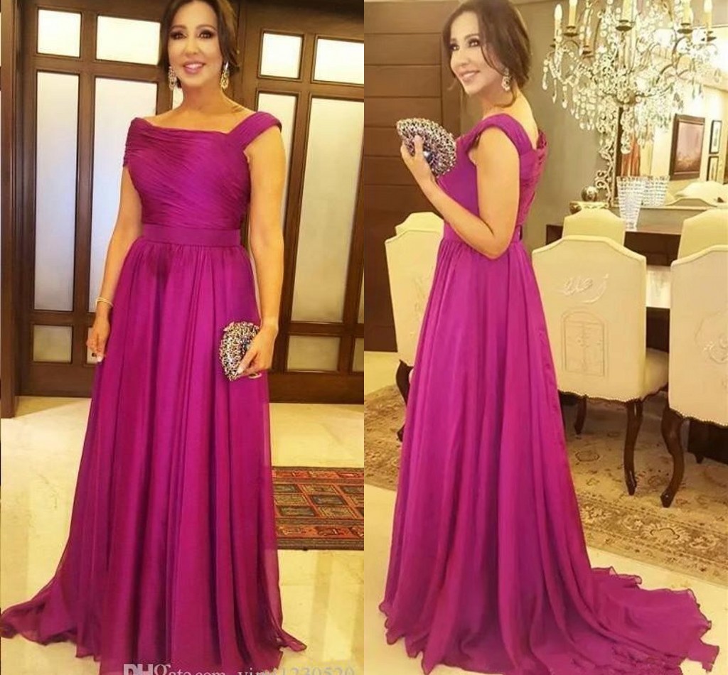 

Fuchsia Elegant Mother Of The Bride Dresses Draped Floor Length Plus Size Women Evening Prom Party Dress Mother Wedding Guest Gowns