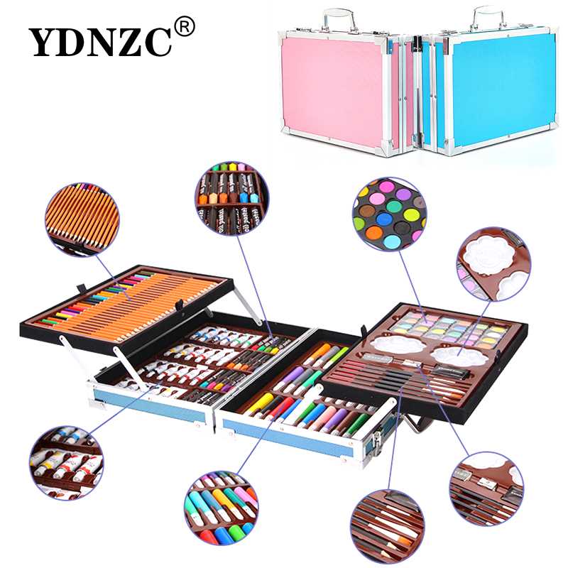 

Portable Aluminum Alloy Suitcase Solid Watercolor Paint Oil Paints Water Color Pen Colored Pencil For Painting Gift Set Supplies
